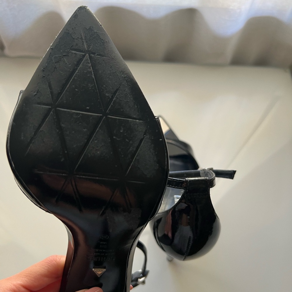 SCHUTZ Black Patent Leather Heels with Silver Accents - Picture 3 of 5